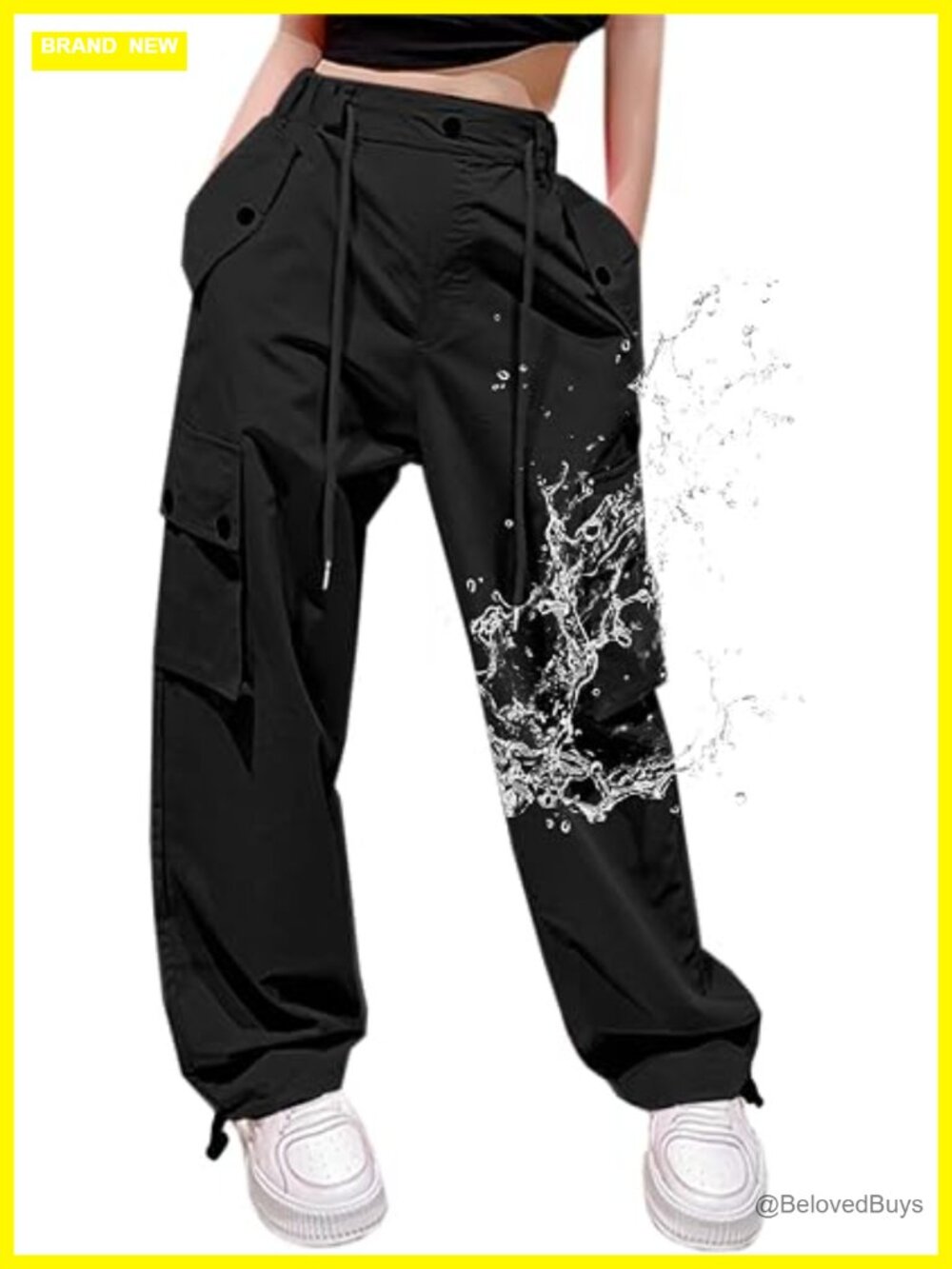 Waterproof Nylon Parachute Cargo Pants Y2K Baggy Rave Streetwear with Pockets